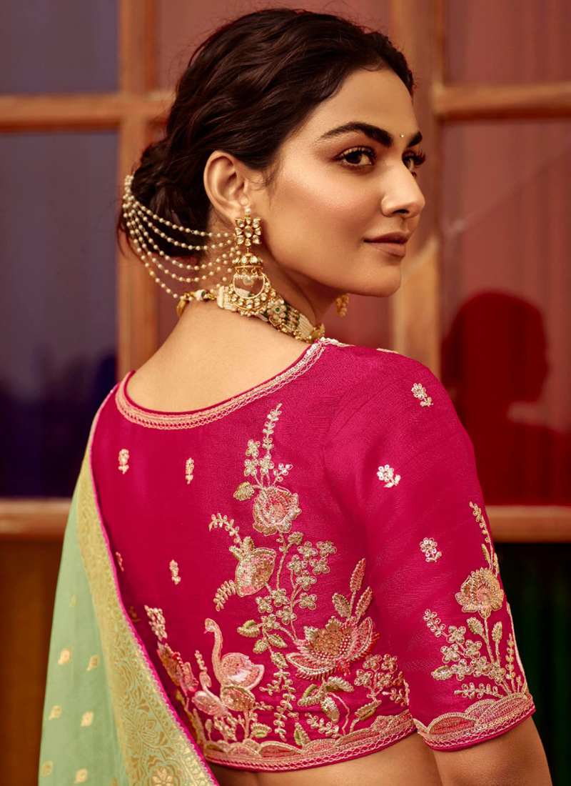Buy Dola Silk Light Green Wedding Wear Weaving Saree Online From ...